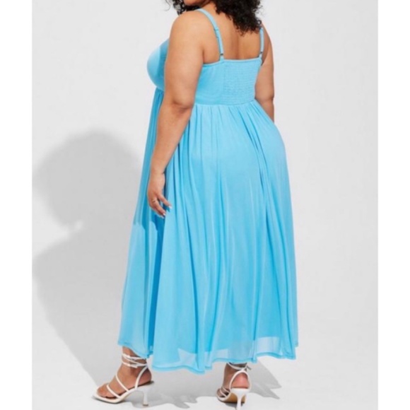 🆕 Soft Mesh Pleated Maxi Dress 1 1X 14 16 NWT Torrid New! - Picture 2 of 5